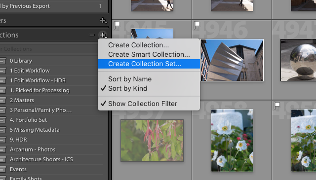 Create a collection set in Lightroom